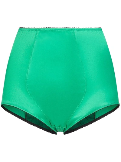 Dolce & Gabbana High-waisted Brief Bottoms In Green