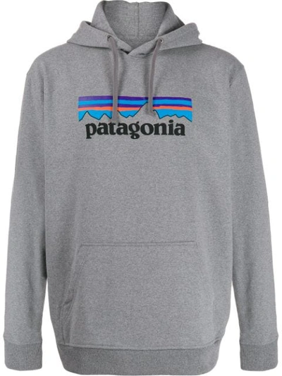Patagonia Logo-print Recycled Polyester And Cotton Blend Hoody In Grey