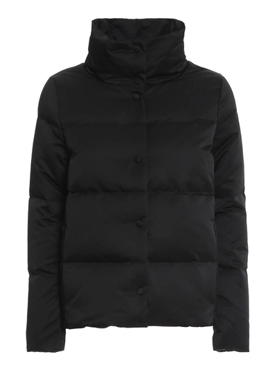 Add Funnel Neck Nylon Puffer Jacket In Black