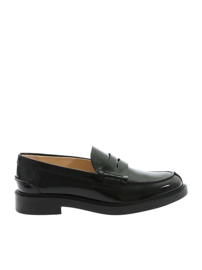 Tod's Leather Loafers In Black