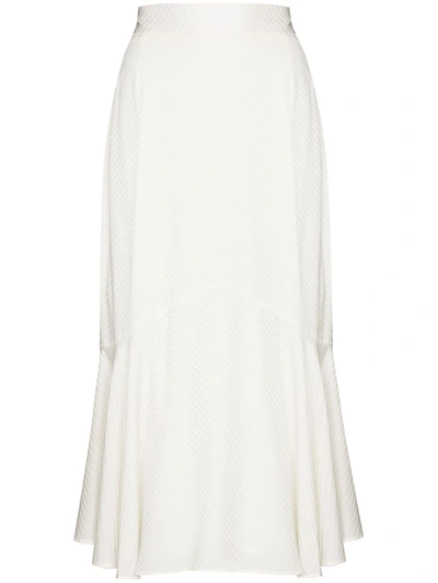 Silvia Tcherassi Joan High-waist Midi Skirt In Pearl