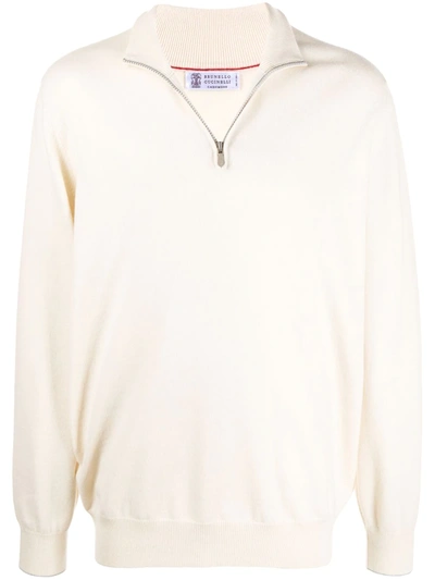 Brunello Cucinelli Cashmere Long-sleeve Sweatshirt In Neutrals