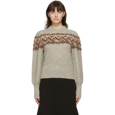 Chloé Beige Alpaca & Wool Fair Isle Sweater In Brown