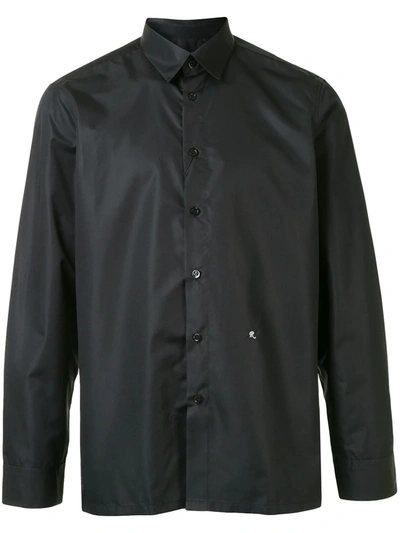 Raf Simons Embroidered Logo Button-up Shirt In Black