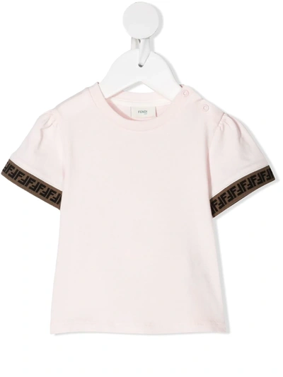 Fendi Babies' Ff Trim T-shirt In Pink