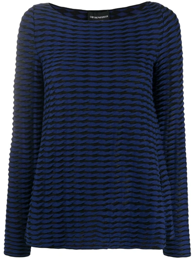 Emporio Armani Twist-stripe Knit Top In Blue