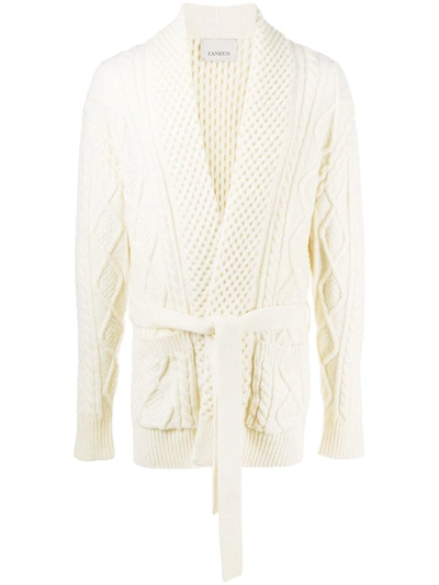 Laneus Front Tie Knitted Cardigan In Neutrals