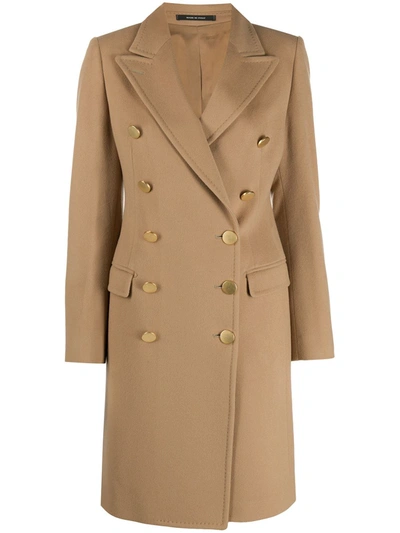 Tagliatore Double-breasted Coat In Brown