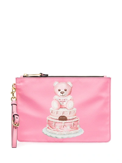 Moschino Teddy Cake Pink Polyurethane Clutch