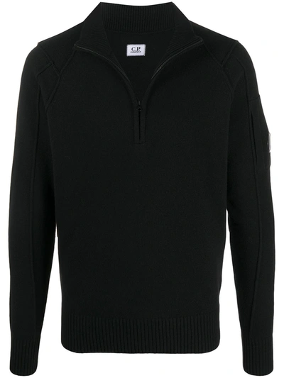 C.p. Company Polo Collar Sweater In Black