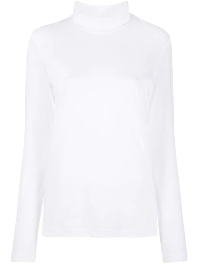 Y's Roll Neck Cotton Top In White