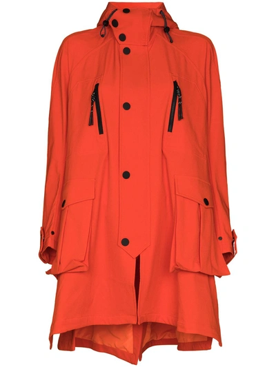 Angel Chen Orange Embroidered Hooded Parka Coat