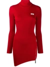 Gcds Asymmetric Fitted Mini Dress In Red