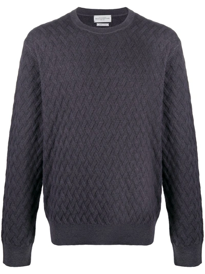 Ballantyne Interwoven Knit Jumper In Grey