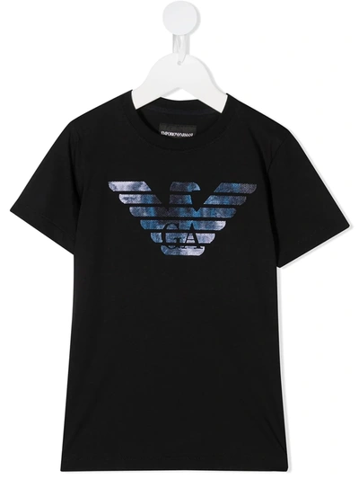 Emporio Armani Kids' Logo-print Short Sleeved T-shirt In Blue