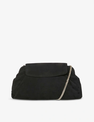 Dune Enlightened Leather Clutch Bag In Black-nubuck