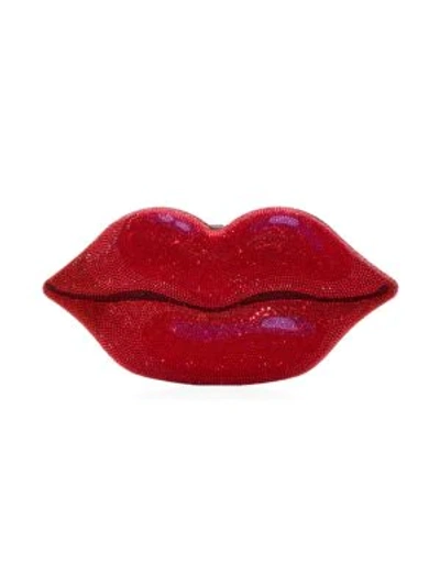 Judith Leiber Hot Lips Crystal And Silver Clutch Bag In Red Silver