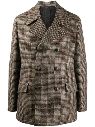 Etro Double Breasted Wool Caban Coat In Neutrals