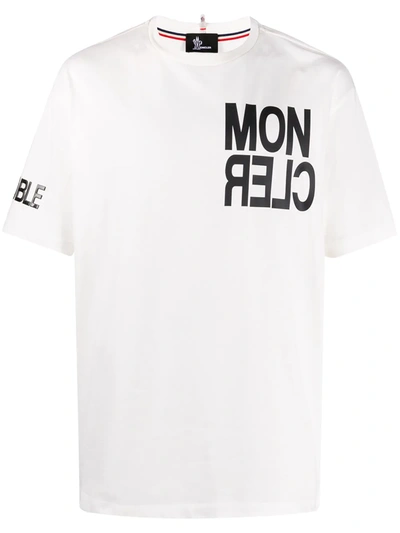 Moncler Logo印花棉质平纹针织t恤 In White