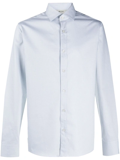 Z Zegna Spread Collar Cotton Shirt In White