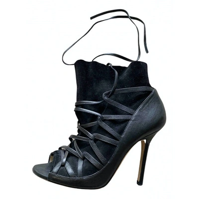 Pre-owned Jimmy Choo Leather Lace Up Boots In Black