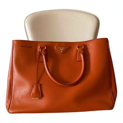 Pre-owned Prada Double Leather Handbag In Orange