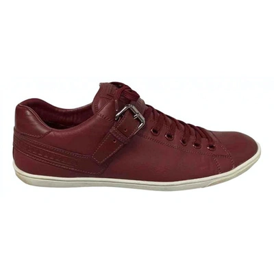 Pre-owned Louis Vuitton Leather High Trainers In Burgundy