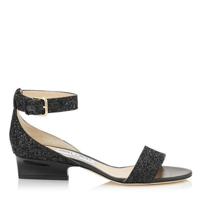 Jimmy Choo Edina 35 Black Coarse Glitter Fabric Wedges ModeSens