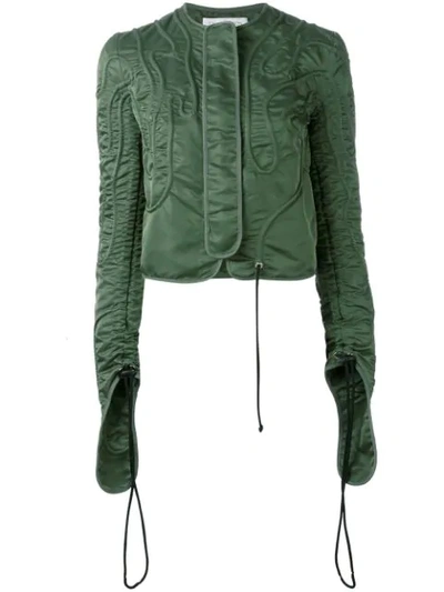 Jw Anderson Squiggle-drawstring Satin-twill Bomber Jacket In