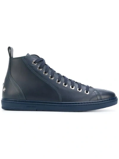 Jimmy Choo Colt Men's Leather High-top Sneaker In Blue