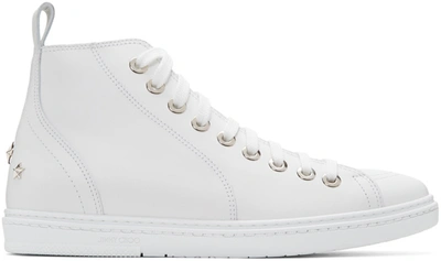 Jimmy Choo Colt Ultra White Smooth Calf Leather High Top Trainers