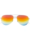 Saint Laurent Silver Tone Classic 11 Aviator Sunglasses In White