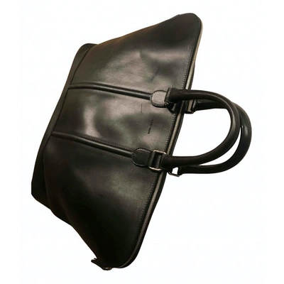 Pre-owned Giorgio Armani Leather Travel Bag In Black