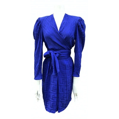 Pre-owned Pierre Balmain Blue Silk Dress