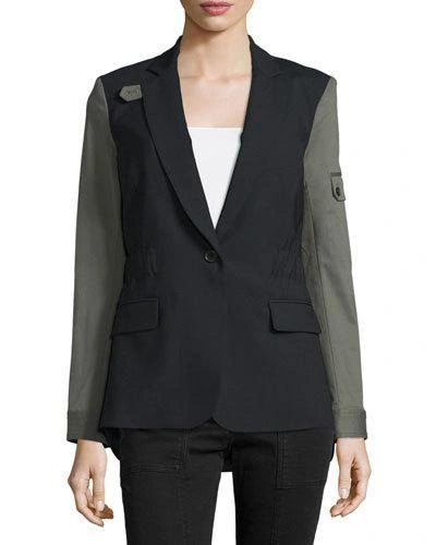 Veronica Beard Colorblock Wool-blend Jacket, Black/army