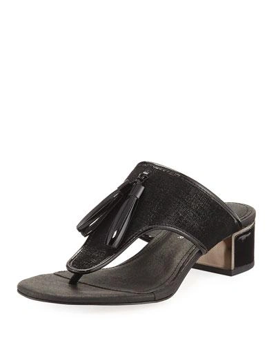 Donald J Pliner Tira Tassel Thong Slide Sandal, Black