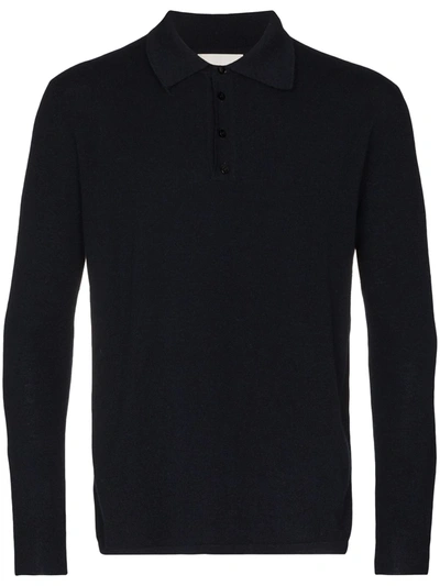 Laneus Long-sleeved Knitted Polo Shirt In Blue