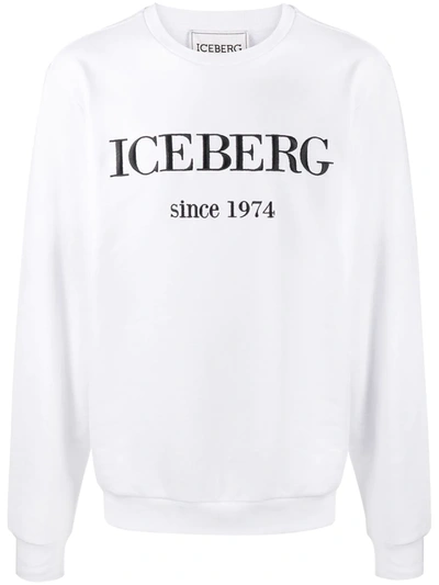 Iceberg Crew Neck Embroidered Logo Jumper In White