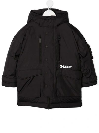 Dsquared2 Kids' Logo Print Padded Jacket In Black