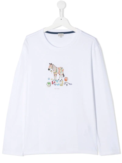 Paul Smith Junior Teen Zebra Graphic Sweatshirt In White