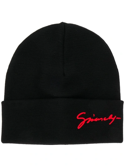 Givenchy Signature Embroidered Wool Beanie In Black