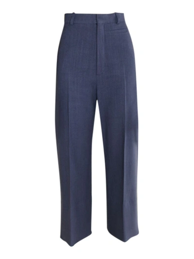 Jacquemus Navy Linen-blend Pants In Blue