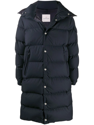 Moncler Padded Hooded Coat In Blue