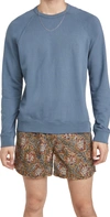 Vince Long Sleeve Garment Dye Crew Sweatshirt In H Spruce