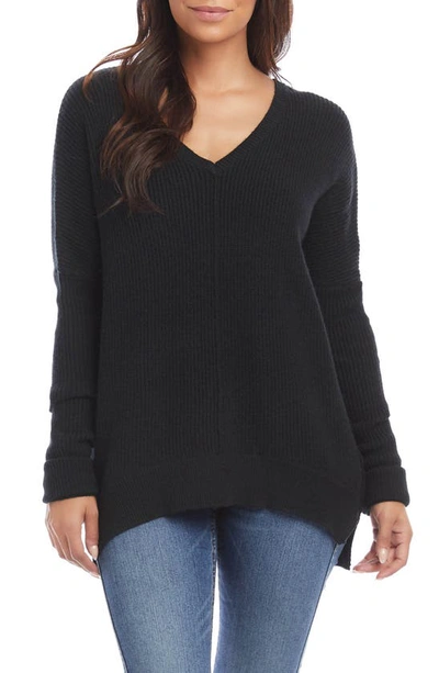 Karen Kane Rib High/low Sweater In Black