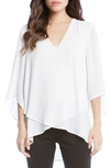 Karen Kane Three Quarter Sleeve Crossover Top In Off White