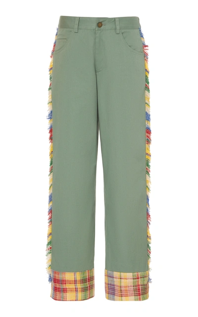 Monse Fringed Mid-rise Straight-leg Pants In Green