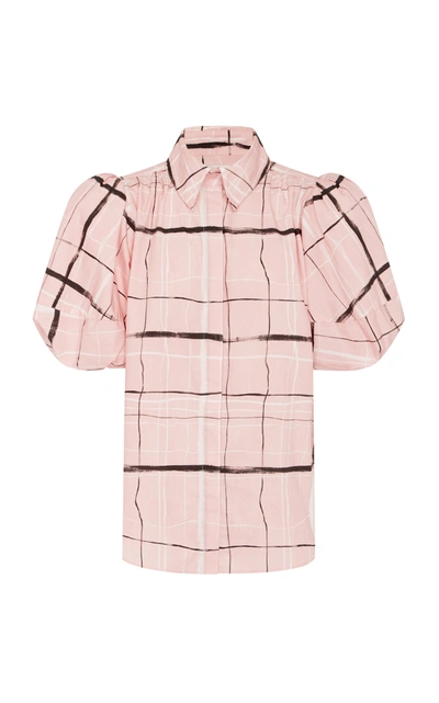 Aje Mottled Cotton-plaid Shirt In Pink