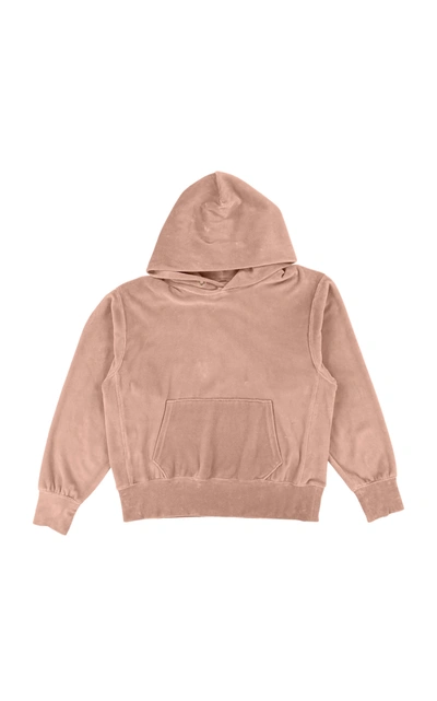 Les Tien Women's Velour Crop Hoodie In Pink