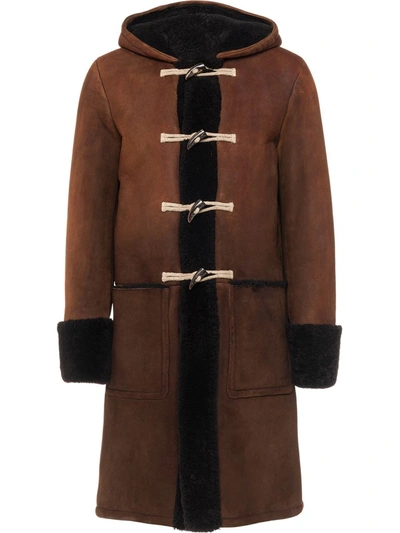 Prada Mid-length Duffle Coat In Brown